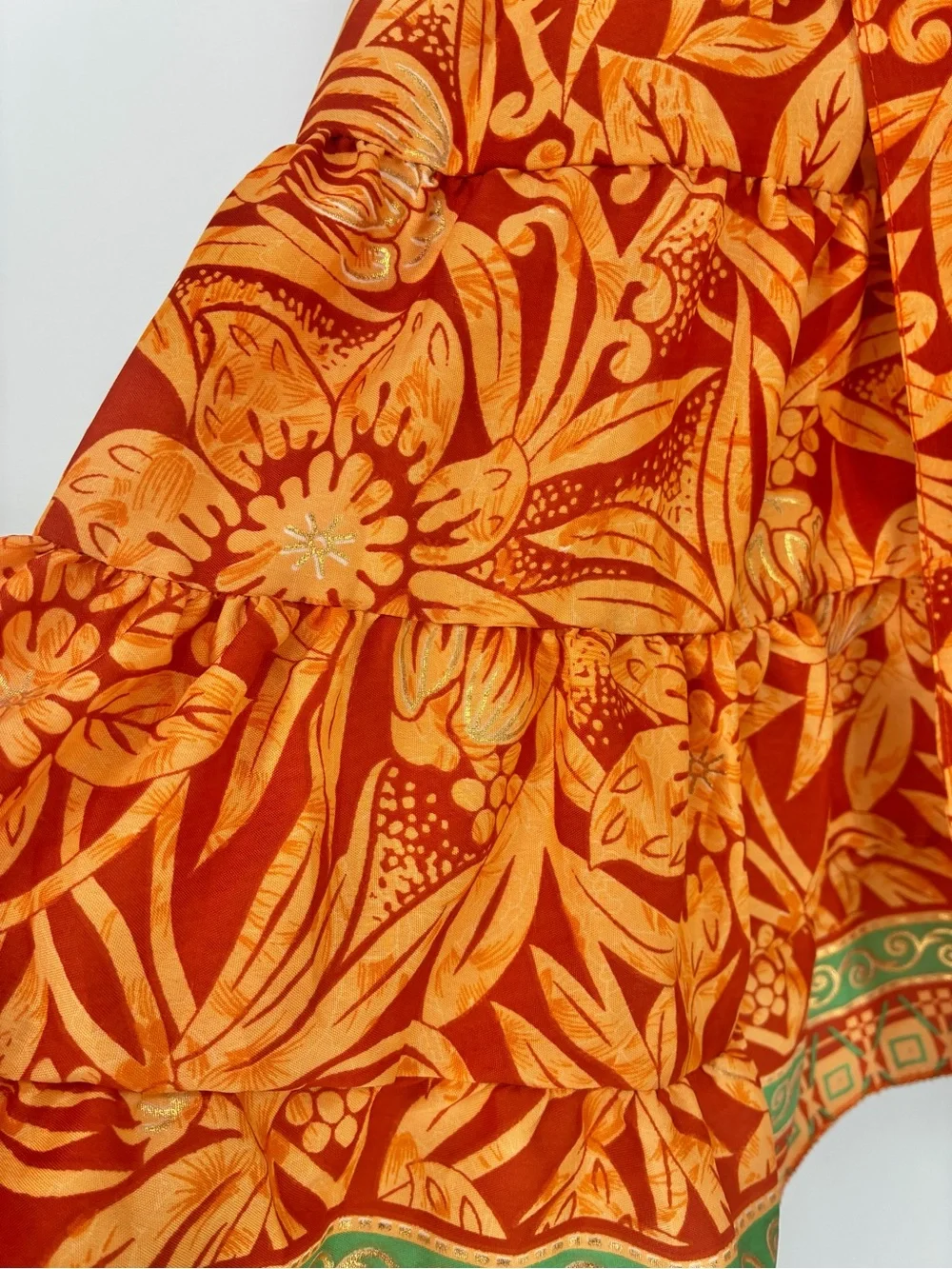 Silk Blend Orange Floral Wrap Midi Skirt One Size